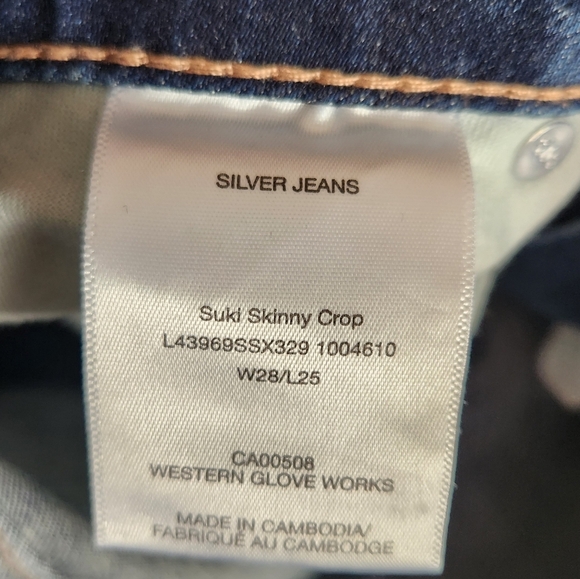 Silver Suki Cropped Denim Jeans Skinny Capri Stretchy Dark Wash Mid Rise Size 28 - Picture 6 of 11